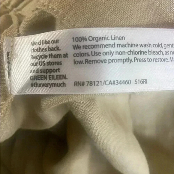 Eileen Fisher Light Tan 100% Linen Cropped Pull On Pants - Picture 4 of 5